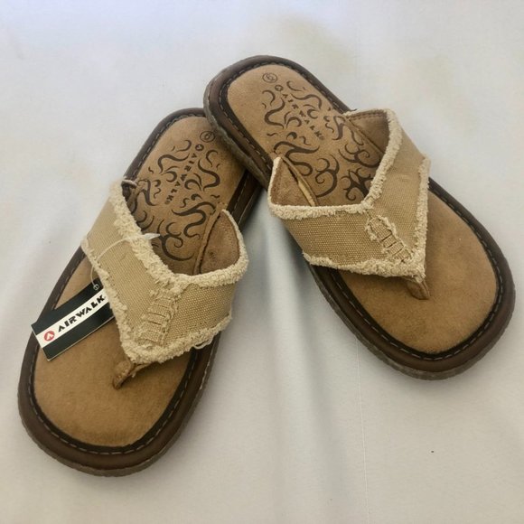 Airwalk Other - AIRWALK CANVAS TAN FLIP FLOPS  NEW WITH TAGS